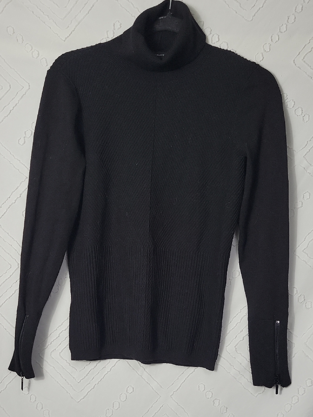 White House Black Market Black Men's Zip-Cuff Turtleneck Sweater